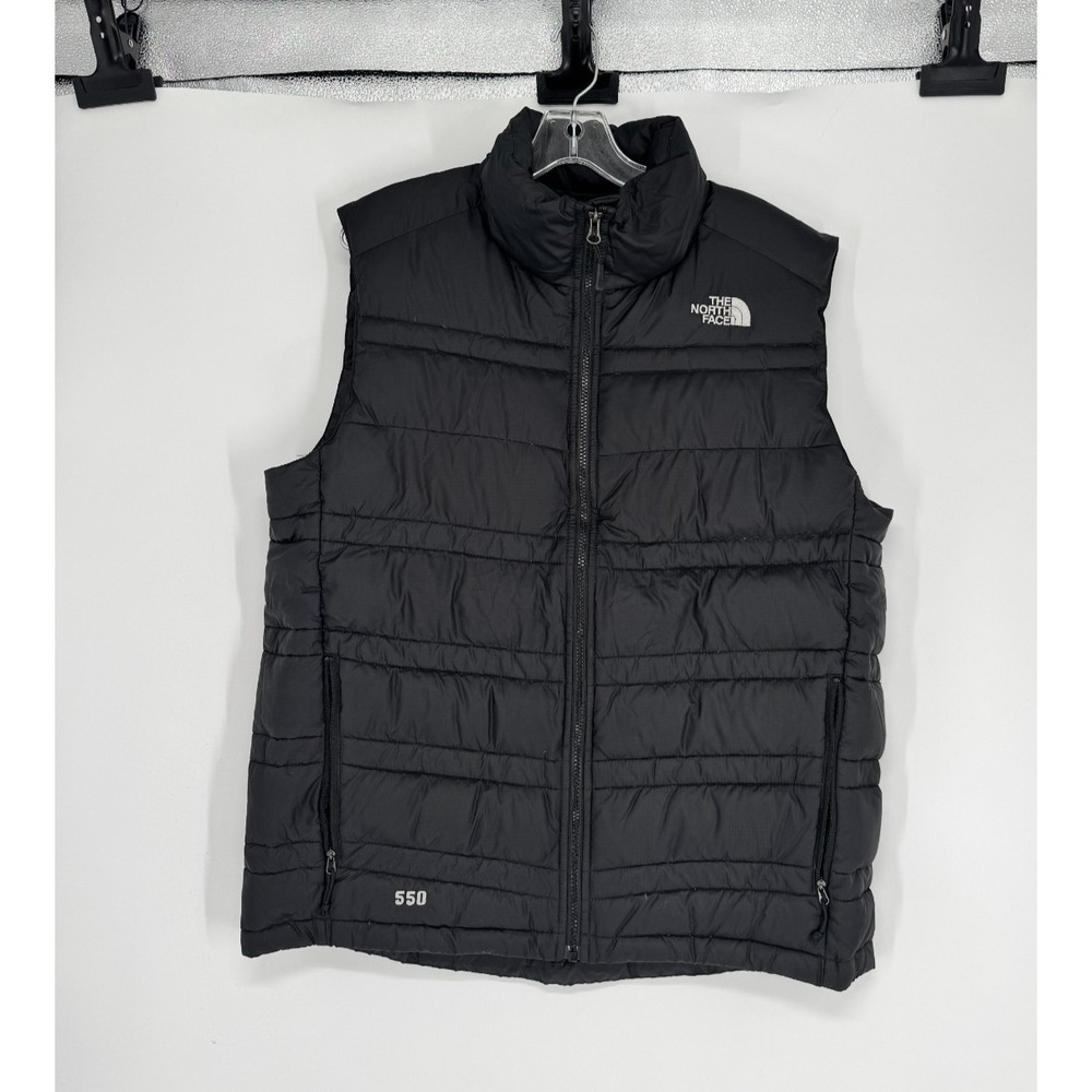 The North Face Puffer Vest Mens Size Large 550 Down Insulated Full Zip Up Black